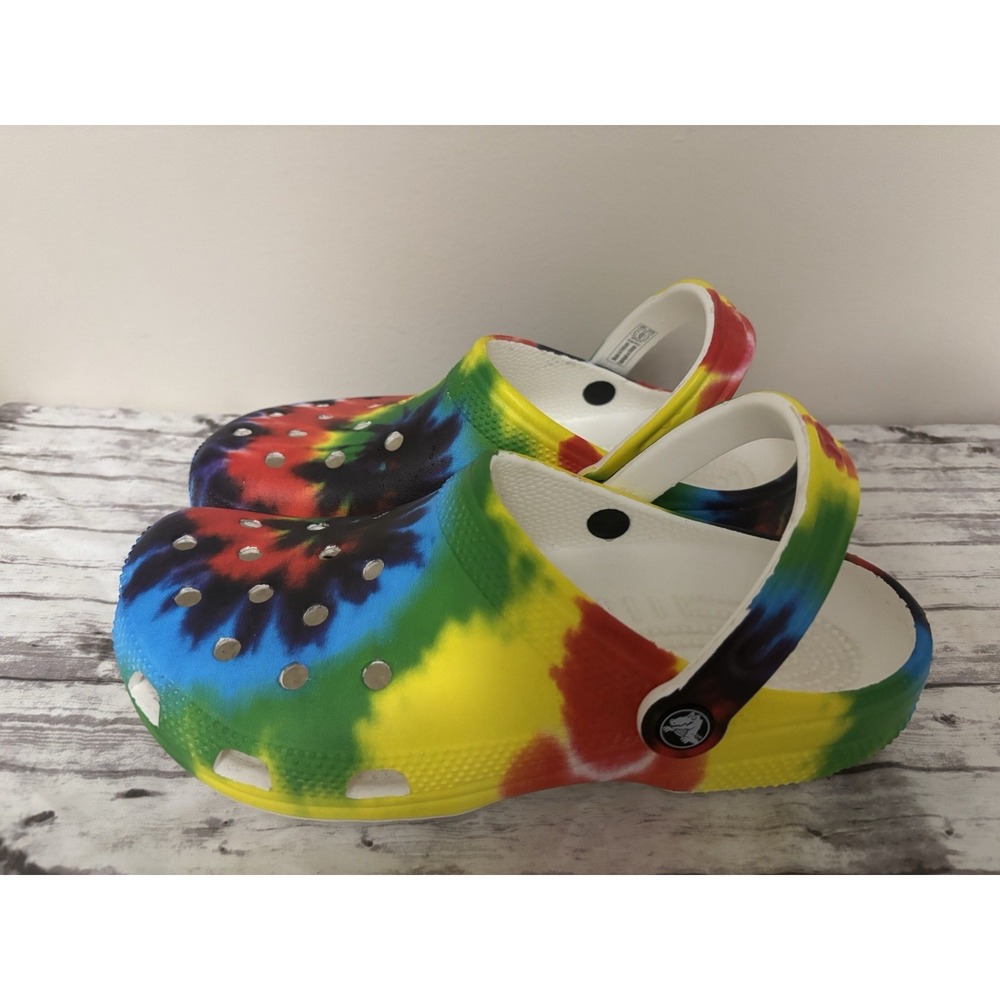 Crocs Classic Tie Dye Multi Color Clogs Shoes Mens 7 Womens 9